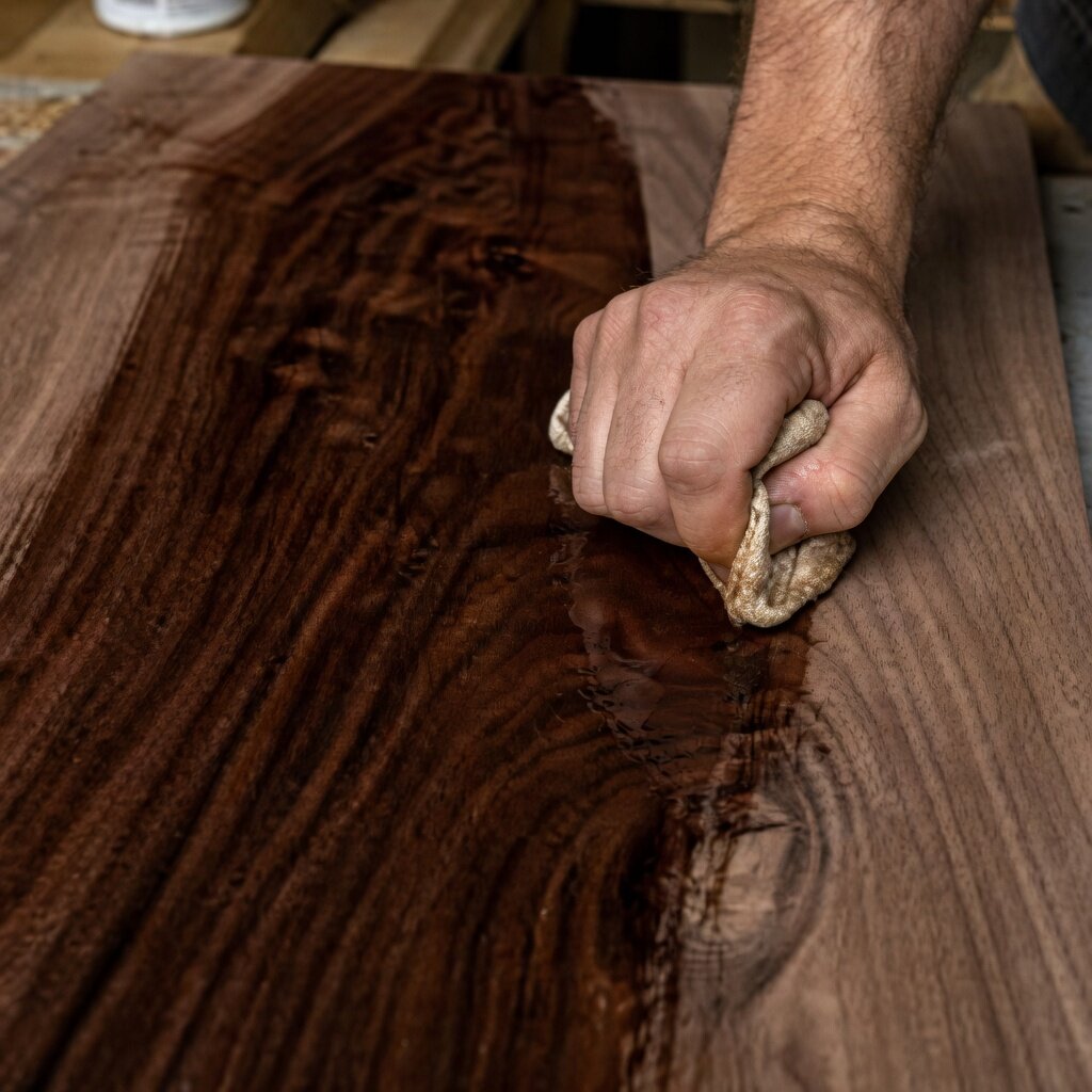 Hardwax oil on walnut